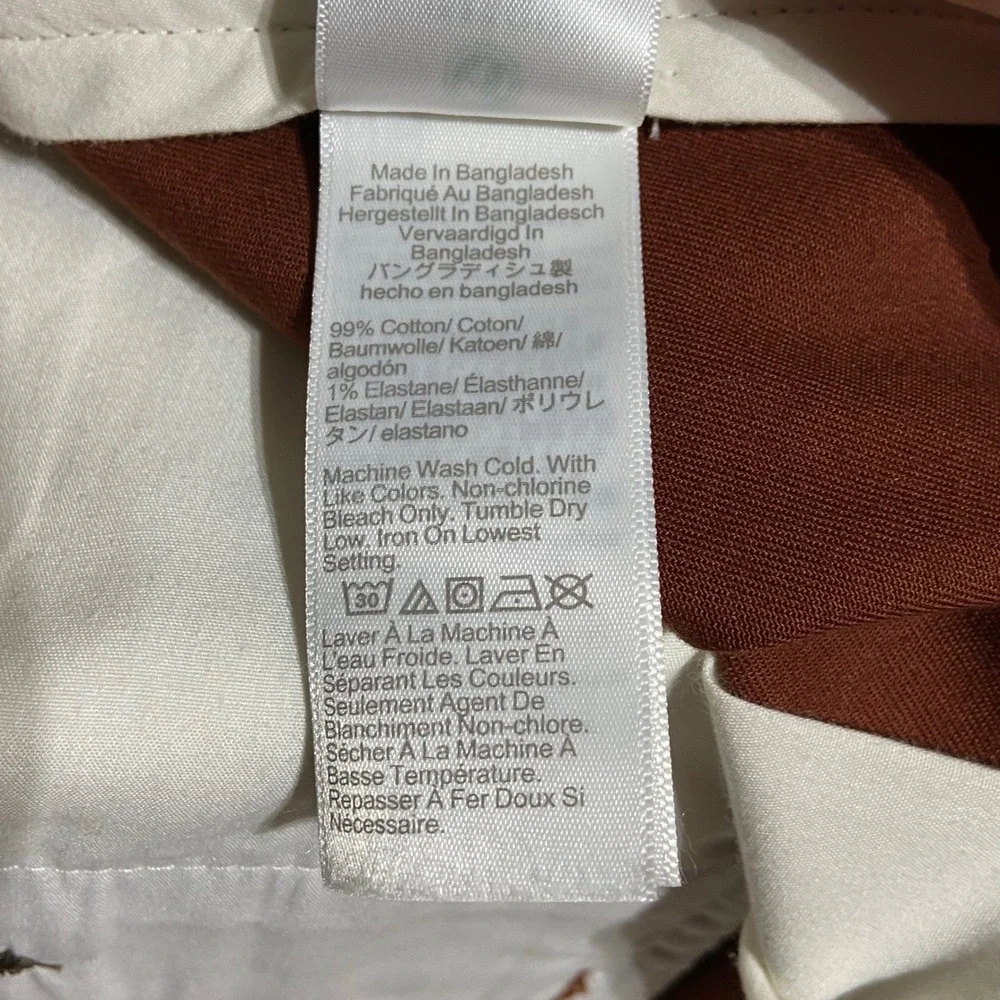 J.Crew Flex Slim Fit Chinos Rust Brown Mens 35x32 Preppy Stretch Minimalist New